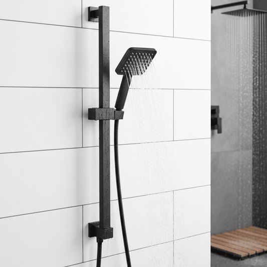 Shower Sliding Rail with Adjustable Height & Angle | Made of Stainless Steel | Black Color | Wall-Mounted