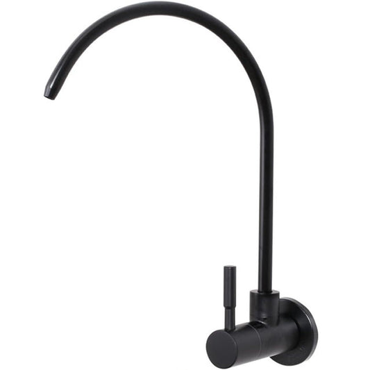Wall-Mounted RO Tap with Hose & Flange – SS304 Stainless Steel, Matte Black