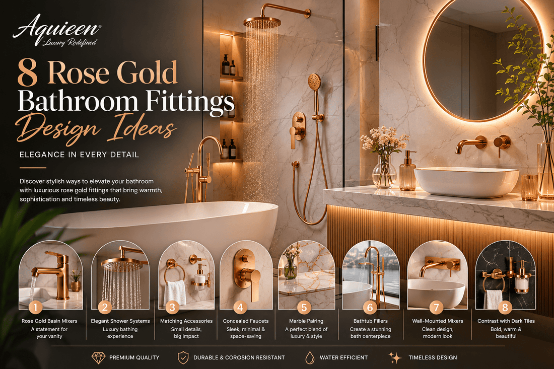 Rose gold bathroom fittings