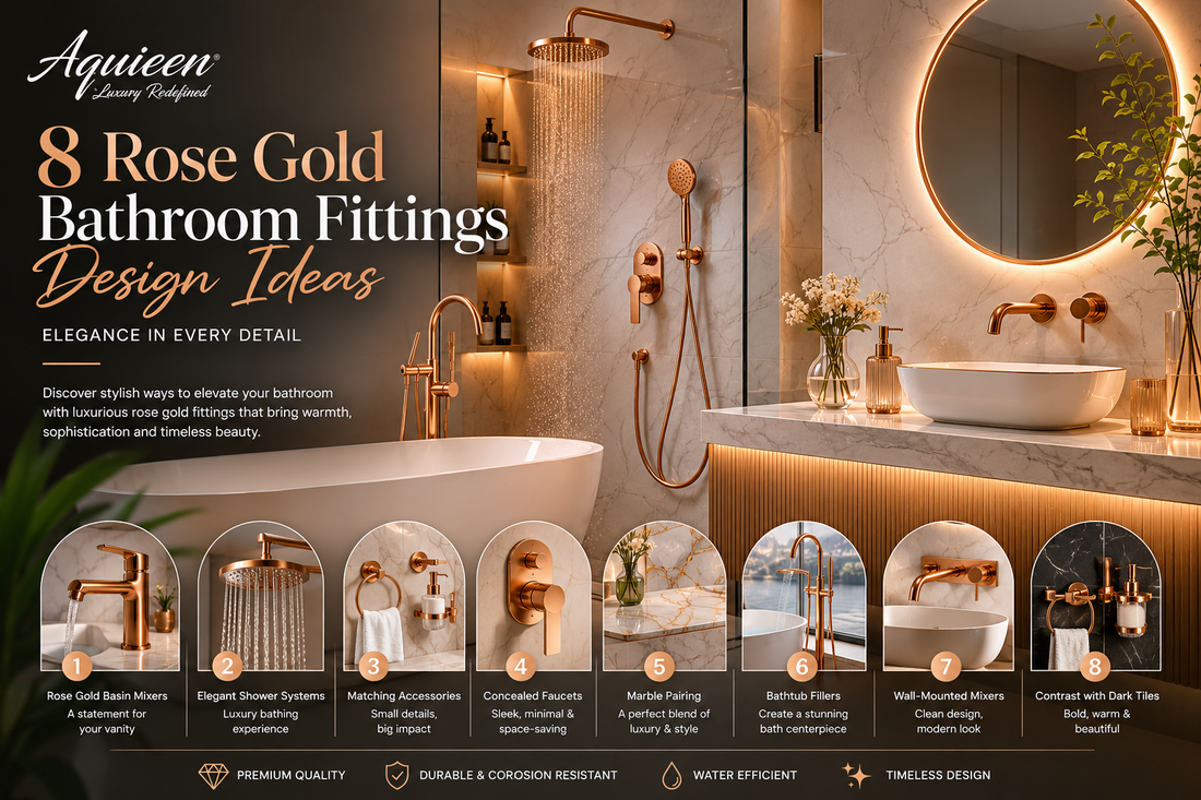 Rose gold bathroom fittings