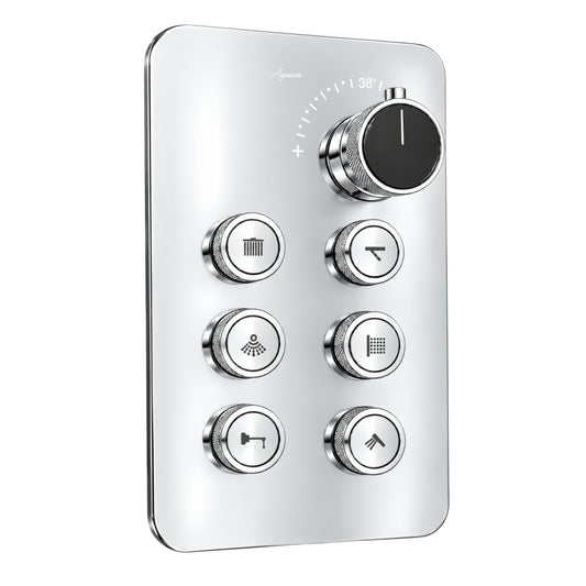 6-Way Thermostatic Diverter Chrome Finish, Brass Made, Wall-Mounted - For Bathroom & Spa Water Flow & Temperature Control