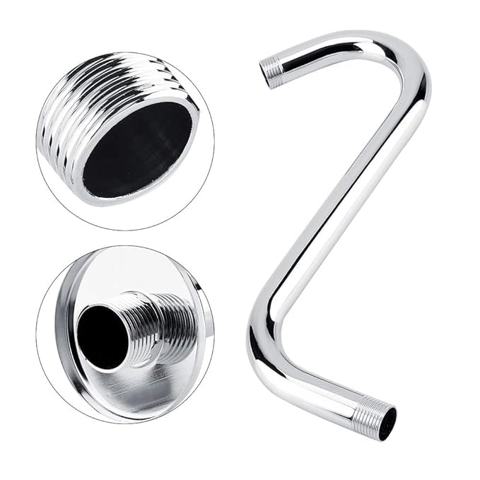 12x14-Inches Shower Arm | Heavy-Duty Stainless Steel | Silver Finish | Wall-Mounted |  Goose Neck Shape - aquieenShower Arm- Aquieen