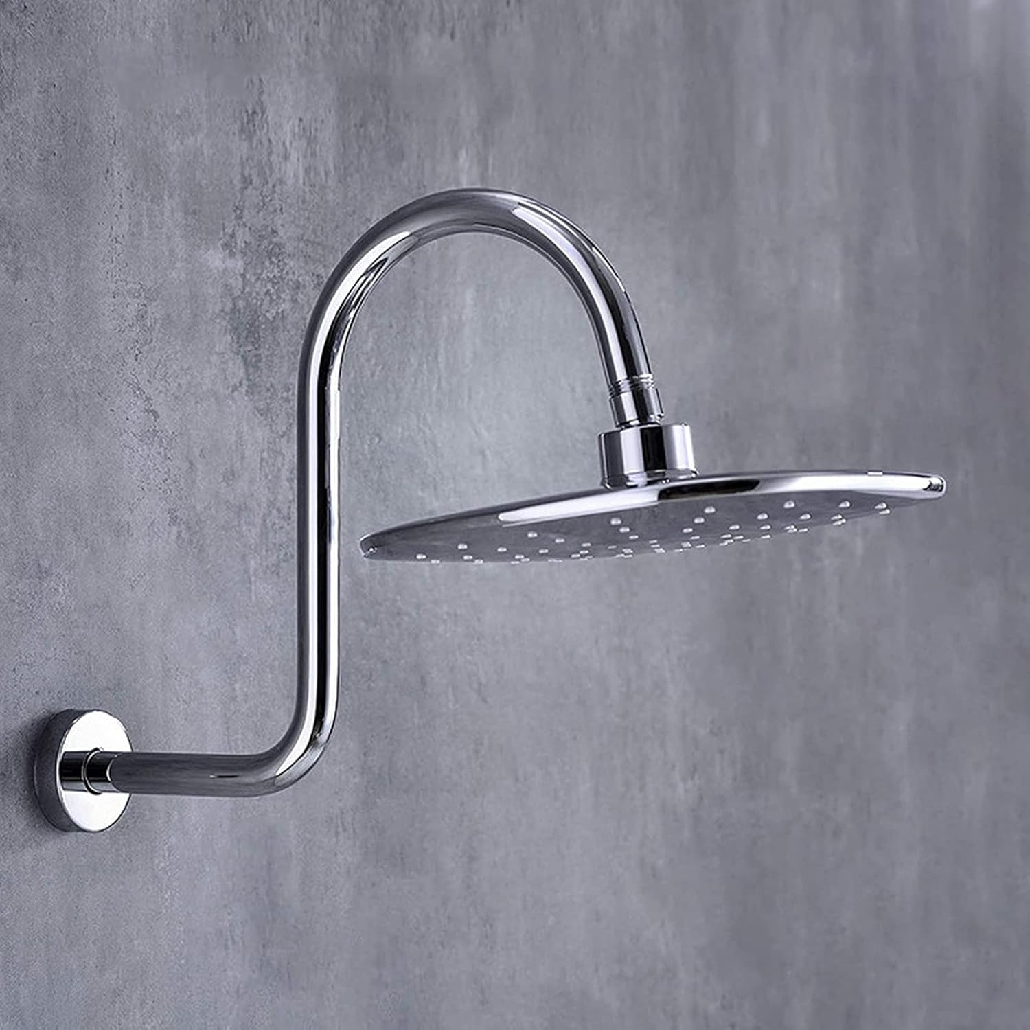 12x14-Inches Shower Arm | Heavy-Duty Stainless Steel | Silver Finish | Wall-Mounted |  Goose Neck Shape - aquieenShower Arm- Aquieen