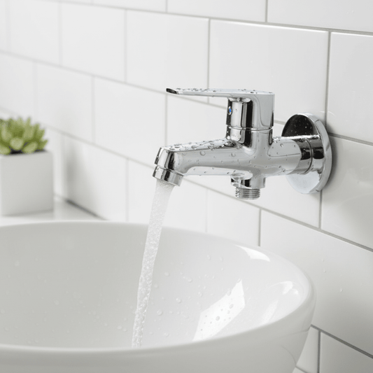 2-Way Water Tap | Made of Brass | Chrome Finish | Wall Mounted - Entice Series