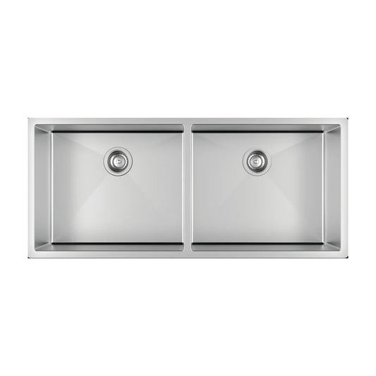 45x20x9-Inch Hand Made Double-Bowl Kitchen Sink with Coupling | SS304 Steel Construction in Brushed Silver Finish | Durable Sink for Kitchens