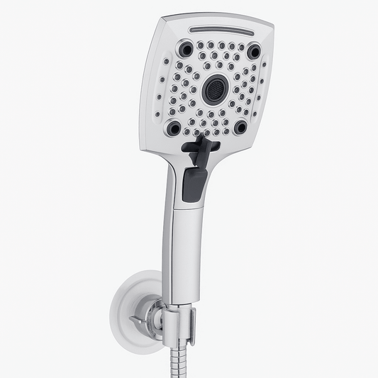 5-Function Hand Shower, Chrome Finish, ABS Body, Wall-Mounted for Bathroom Use - Rubbic Series