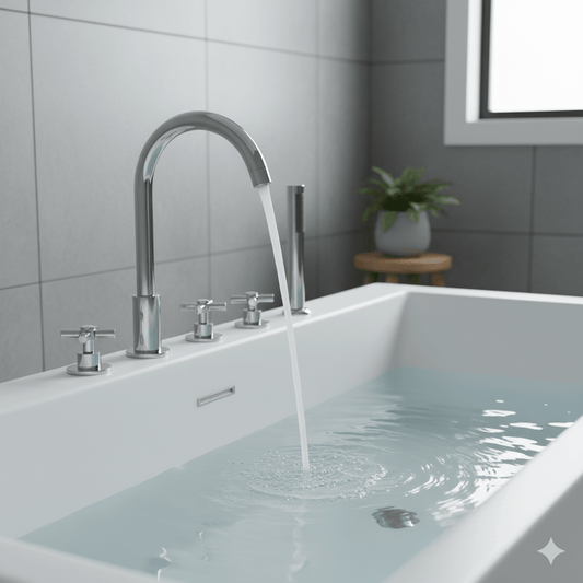 5-Hole Bathtub Faucet - Deck-Mounted | Made of Brass | Electro Coated | Chrome Finish | Hot & Cold Water Control