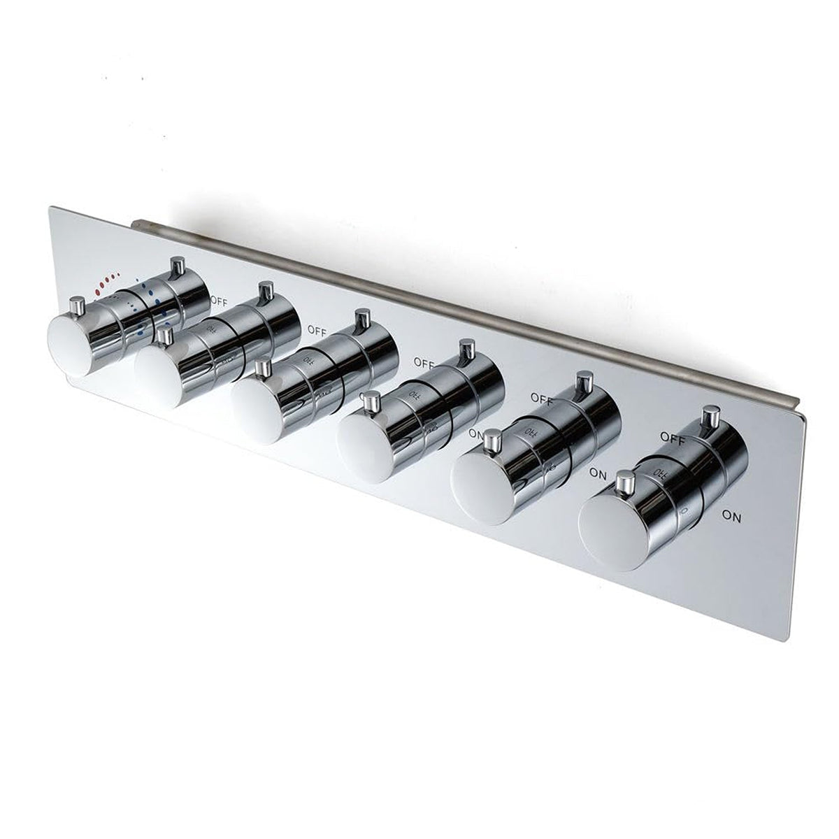 5-Way Thermostatic Diverter Chrome Finish, Brass Made, Horizontal Wall-Mounted - For Showers, Bathtubs, Hand Showers & Spa Setups