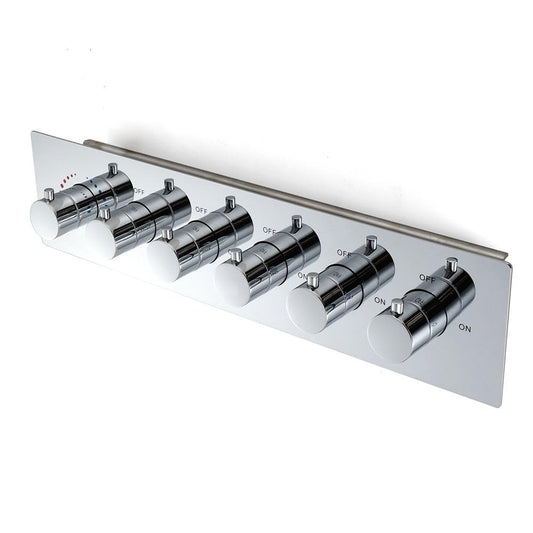 5-Way Thermostatic Diverter Chrome Finish, Brass Made, Horizontal Wall-Mounted - For Showers, Bathtubs, Hand Showers & Spa Setups