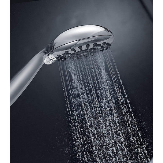 6-Function Hand Shower, Chrome Finish, ABS Body, Wall-Mounted for Bathroom Use - Crystal Series