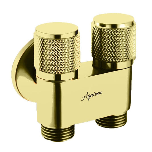 2-in-1 Angle Valve in Gold Finish - Brass Wall-Mounted Dual Function Water Valve