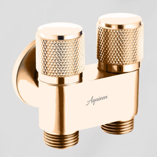 2-in-1 Angle Valve in Rose Gold Finish - Heavy-Duty Brass Dual Control Wall Valve