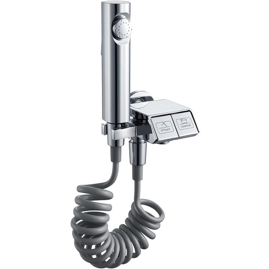 2 in 1 Angle Valve & Health Faucet Set | Brass Jet Spray with 1m SS Hose, & Hook in Chrome Finish | Wall-Mounted Hand Spray for Toilet, Bathroom Hygiene, Pet Bath & Body Care