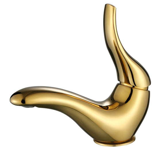 Single Lever Pillar Tap in Gold Finish - Brass Deck-Mounted Faucet for Bathroom & Kitchen