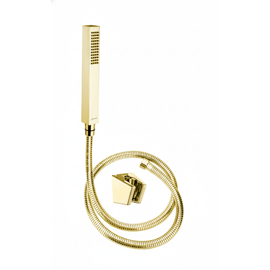 Aquieen Hand Shower, Flexible Tube & Wall Holder Set | Stainless Steel | Brushed Gold