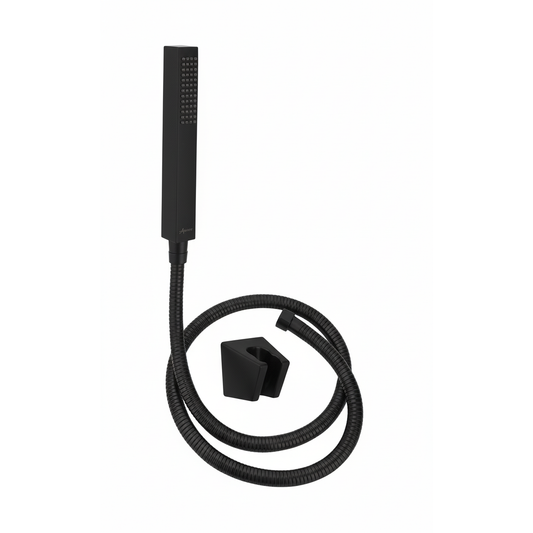 Aquieen Hand Shower, Flexible Tube & Wall Holder Set | Stainless Steel | Matte Black