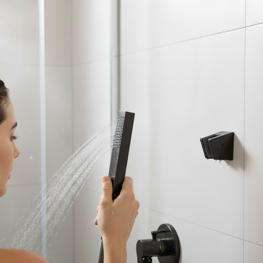 Aquieen Hand Shower, Flexible Tube & Wall Holder Set | Stainless Steel | Matte Black