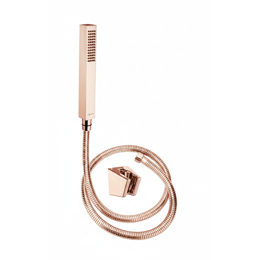 Aquieen Hand Shower, Flexible Tube & Wall Holder Set | Stainless Steel | Rose Gold