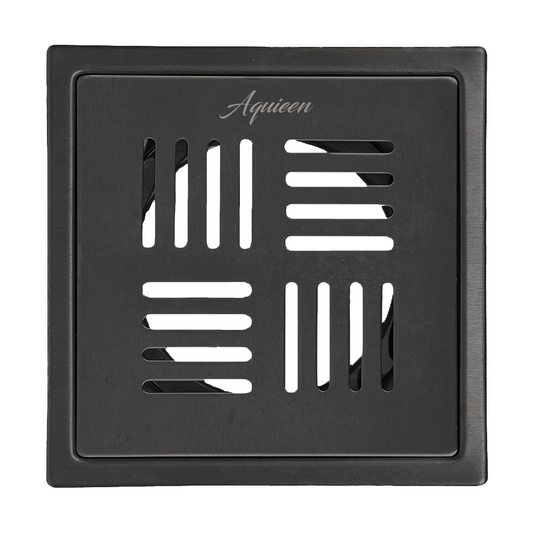 6x6 Inch Floor Grating / Drainer in Matte Black Finish | Heavy-Duty SS304 Drainer with Powder Coating | Anti-Clog & Rust-Resistant Drain Cover for Bathroom, Kitchen & Shower Areas