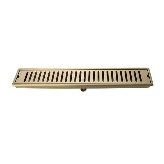 4x18 Inch Floor Grating / Drainer With Center Hole | Heavy-Duty SS304 Liner Design Drainer with PVD Coating & Brushed Gold Finish | Rust-Resistant Drain Cover for Bathroom & Kitchen\