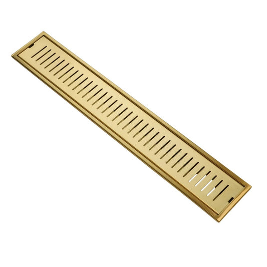 4x18 Inch Floor Grating / Drainer With Side Hole | Heavy-Duty SS304 Liner Design Drainer with PVD Coating & Brushed Gold Finish | Anti-Clog & Rust-Resistant Drain Cover for Bathroom & Kitchen
