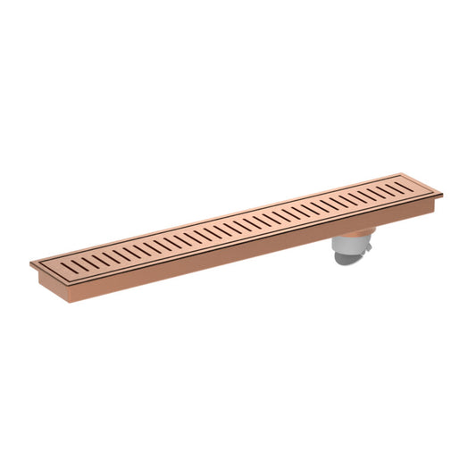 4x18 Inch Floor Grating / Drainer With Side Hole | Heavy-Duty SS304 Liner Design Drainer with PVD Coating & Brushed Rose Gold Finish | Rust-Resistant Drain Cover for Bathroom & Kitchen