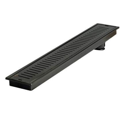 4x24 Inch Floor Grating / Drainer With Side Hole | Heavy-Duty SS304 Liner Design Drainer with Powder Coating & Matte Black Finish | Rust-Resistant Drain Cover for Bathroom & Kitchen