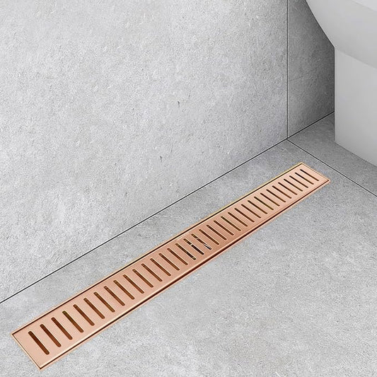 4x36 Inch Floor Grating / Drainer With Center Hole | Heavy-Duty SS304 Liner Design Drainer with PVD Coating & Brushed Rose Gold Finish | Rust-Resistant Drain Cover for Bathroom & Kitchen