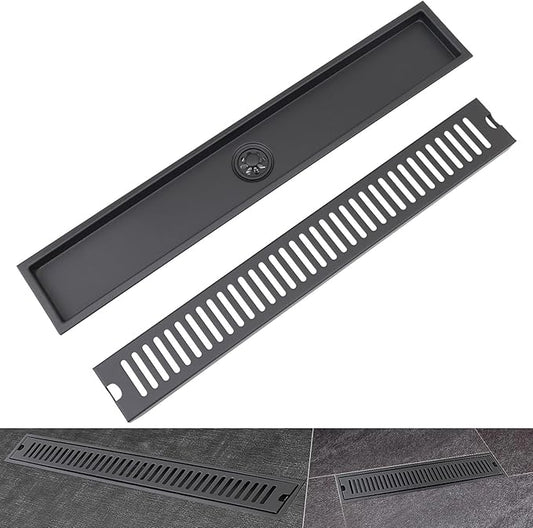 4x36 Inch Floor Grating / Drainer With Center Hole | Heavy-Duty SS304 Liner Design Drainer with Powder Coating & Matte Black Finish | Rust-Resistant Drain Cover for Bathroom & Kitchen