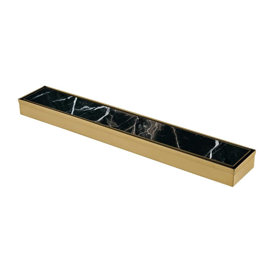 4x36 Inch Tile/Marble Insert Floor Grating / Drainer with Center Hole & Anti-Foul Cockroach Trap | Heavy-Duty SS304 Drainer with PVD Coating & Gold Finish | Drain for Bathroom & Kitchen