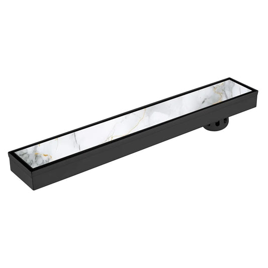 4x36 Inch Tile/Marble Insert Floor Grating / Drainer with Side Hole & Anti-Foul Cockroach Trap | Heavy-Duty SS304 Drainer with Powder Coating & Matte Black Finish | Drainer Bathroom & Kitchen