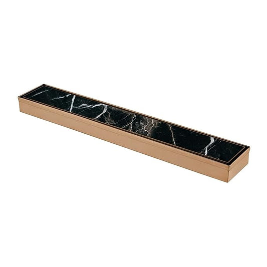 4x36 Inch Tile/Marble Insert Floor Grating / Drainer with Center Hole & Anti-Foul Cockroach Trap | Heavy-Duty SS304 Drainer with PVD Coating & Rose Gold Finish | Drain for Bathroom & Kitchen