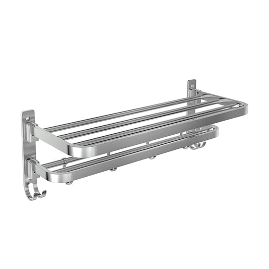 24-Inch Folding Towel Rack - Chrome Finish, Wall-Mounted Heavy-Duty SS304 Stainless Steel with Rod