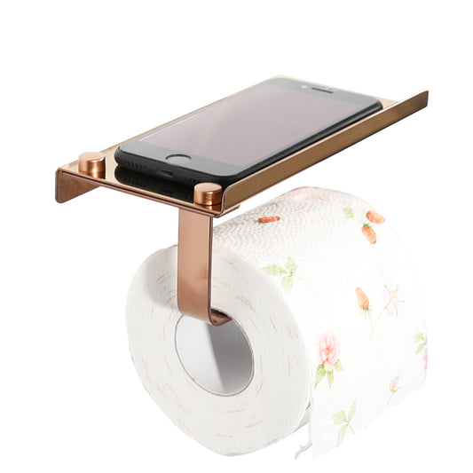 Toilet Paper Holder with Mobile Holder Rose Gold Finish, SS304 Stainless Steel Made, Wall-Mounted for Bathroom Use - Classic Series