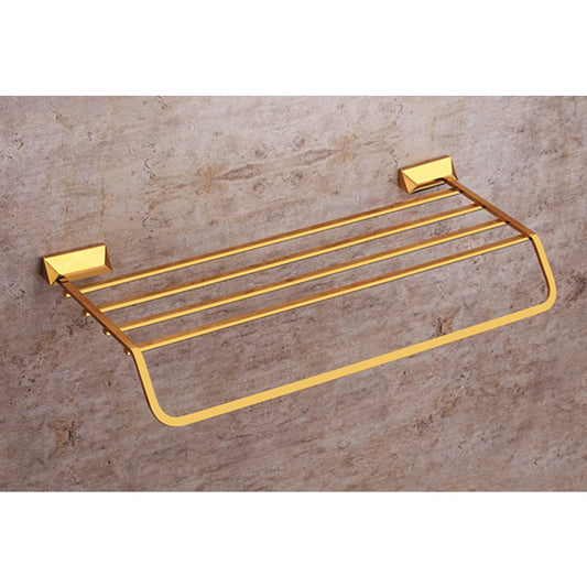 24-Inch Brass Towel Rack with Stand | Gold Finish Wall-Mounted Holder with PVD Coating - Zura Series
