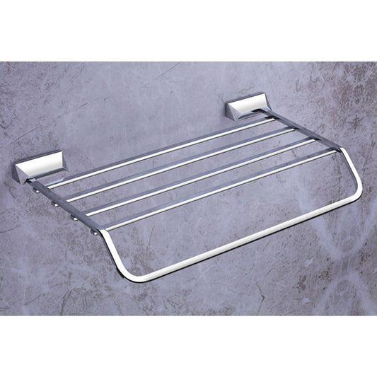 24-Inch Brass Towel Rack with Stand | Chrome Finish Wall-Mounted Holder for Bathroom & Hotel Use - Zura Series