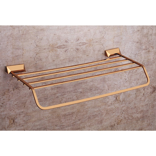 24-Inch Brass Towel Rack with Stand | Rose Gold Finish Wall-Mounted Holder with PVD Coating - Zura Series