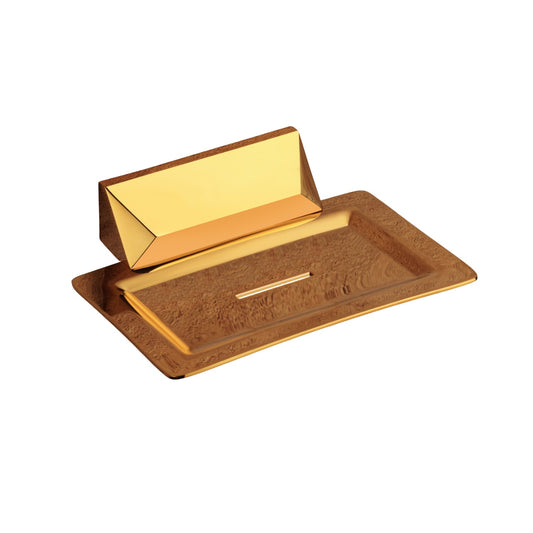 Soap Dish in Gold Finish, Brass Made, Wall-Mounted for Bathroom Use - Zura Series