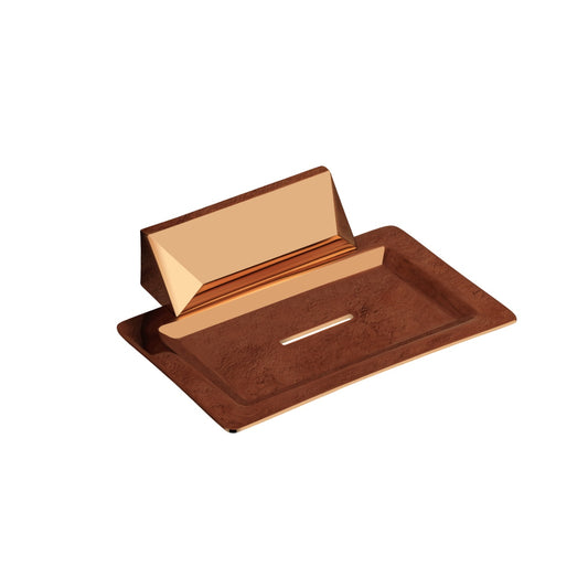 Soap Dish in Rose Gold Finish, Brass Made, Wall-Mounted for Bathroom Use - Zura Series