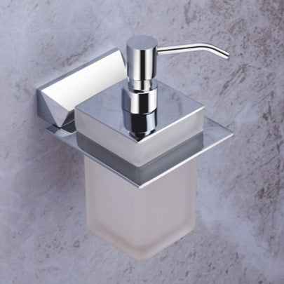 Liquid Soap Dispenser Chrome Finish, Brass Made, Wall-Mounted for Bathroom & Kitchen Use - Zura Series