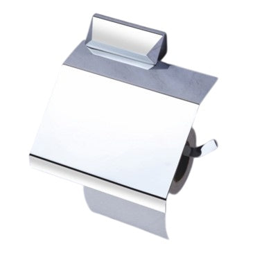 Toilet Paper Holder with Flap Chrome Finish, Brass Made, Wall-Mounted for Bathroom Use - Zura Series