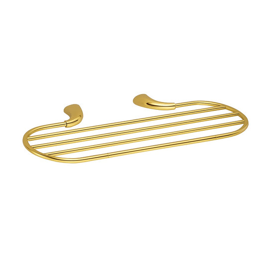 24-Inch Brass Towel Rack with Stand | Gold Finish Wall-Mounted Holder with PVD Coating - Entice Series