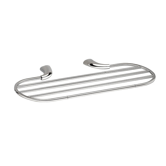24-Inch Brass Towel Rack with Stand | Chrome Finish Wall-Mounted Holder for Bathroom & Hotel Use - Entice Series