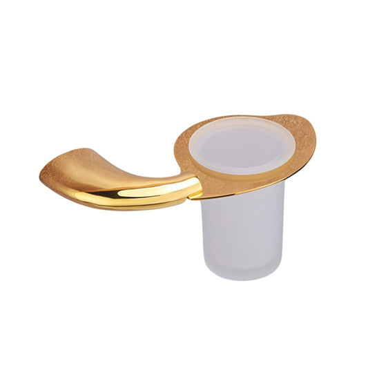 Wall-Mounted Tumbler Holder - Premium Brass with Gold Finish and PVD Coating, Elegant Stand for Toothbrush & Tumbler | Entice Series