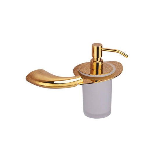 Liquid Soap Dispenser Gold Finish, Brass Made, Wall-Mounted for Bathroom & Kitchen Use - Entice Series