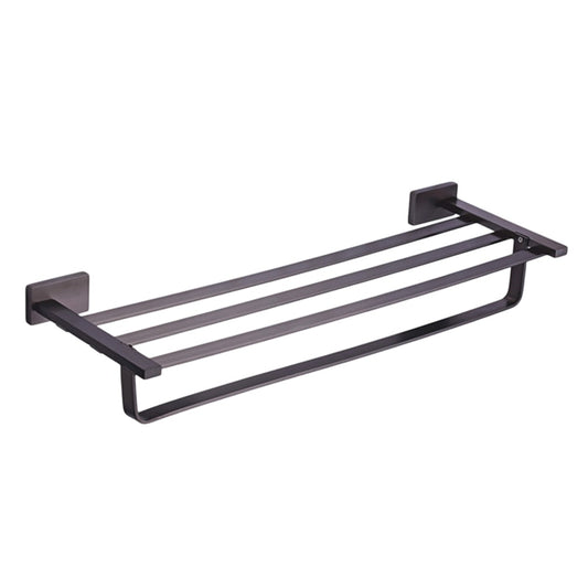 24-Inch Brass Towel Rack with Stand | Matte Black Finish Wall-Mounted Holder with Powder Coating - Amarillo Series