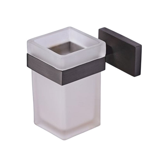Wall-Mounted Tumbler Holder - Brass Construction with Matte Black Powder Coating, Modern Toothbrush & Tumbler Stand | Amarillo Series
