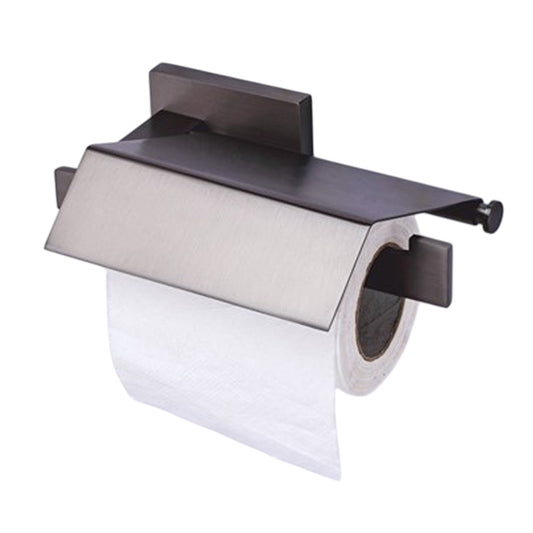 Toilet Paper Holder with Flap Matte Black Finish, Brass Made, Wall-Mounted for Bathroom Use - Amarillo Series
