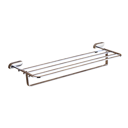 24-Inch Brass Towel Rack with Stand | Chrome Finish Wall-Mounted Holder for Bathroom & Hotel - Velancia Series