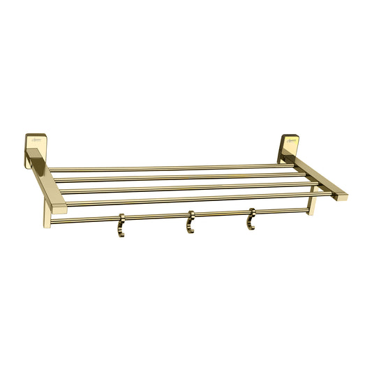 18-Inch SS304 Towel Rack with Stand | Gold Finish Wall-Mounted Holder with PVD Coating - Compel Series